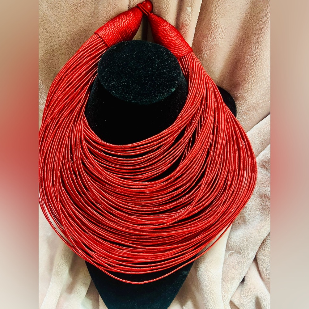 Vintage Sassy Jones Red “Malika” multi-strand necklace